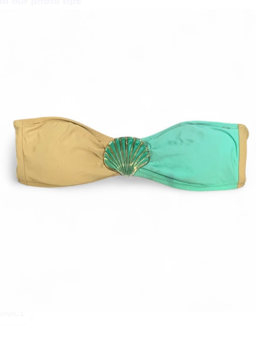 Victoria’s Secret Two-Tone Gold & Aqua Seashell Bandeau Strapless Swim Top